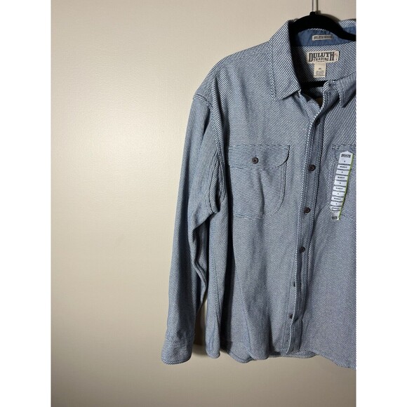 Duluth Trading Co Mens Button Down Woody Relaxed Fit Shirt Blue White XL NEW - Picture 2 of 12